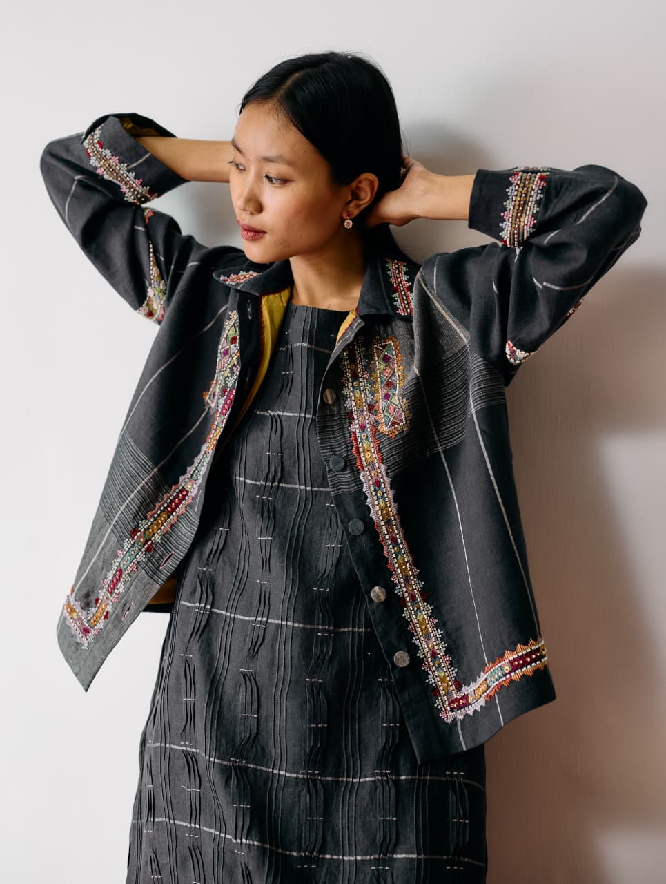 DANA PINTUCK &amp; PLEAT SLEEVELESS CO-ORD - CHARCOAL