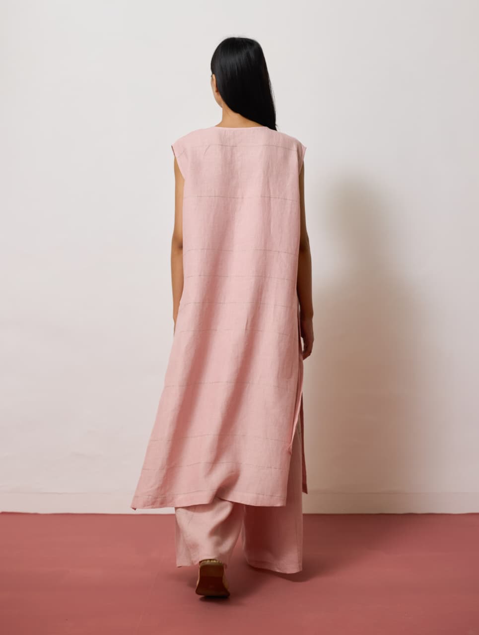 RIRA METALLIC LINEN LONG CO-ORD - PINK