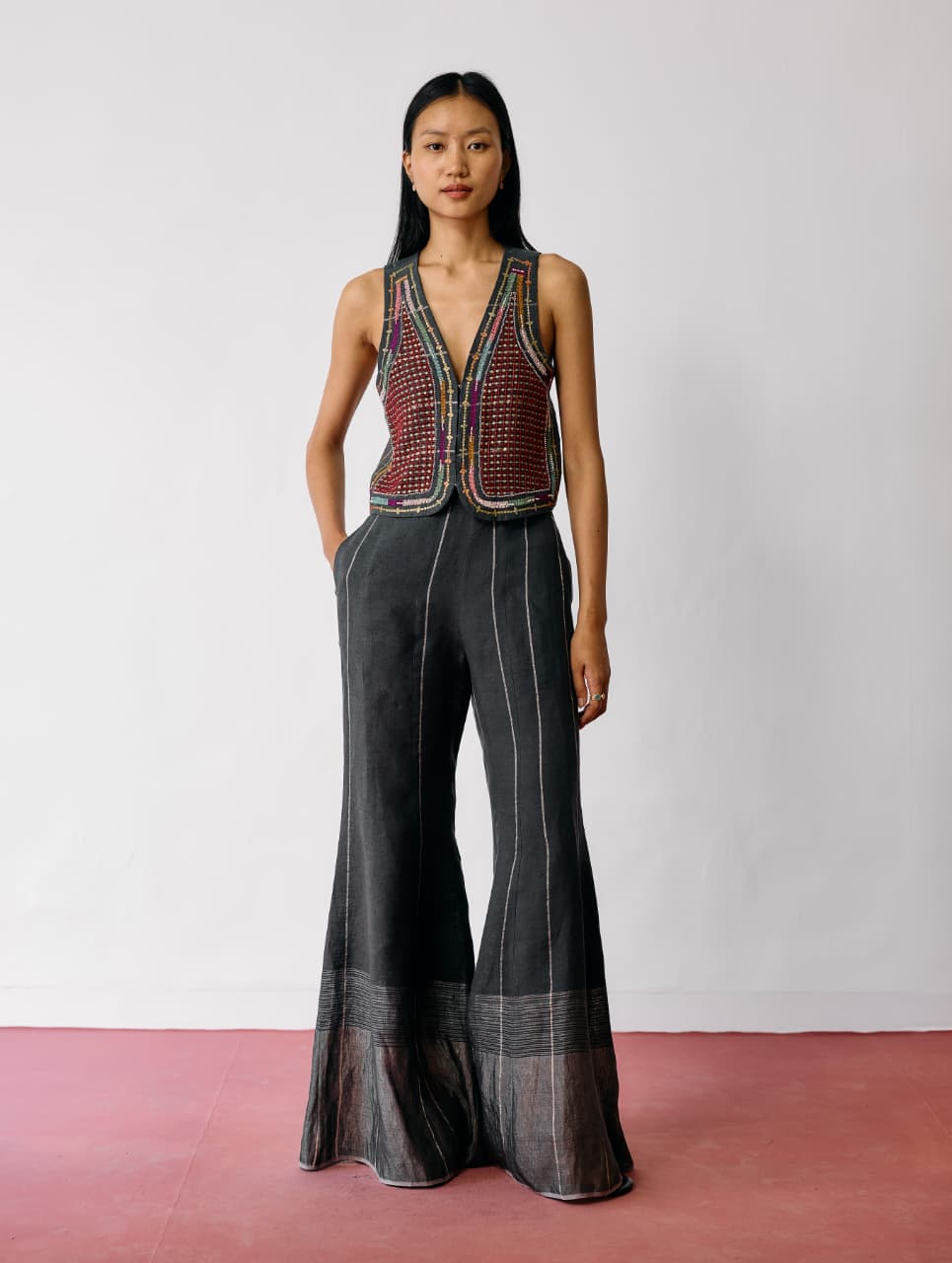 KAYA HAND-EMBROIDERED CO-ORD - CHARCOAL