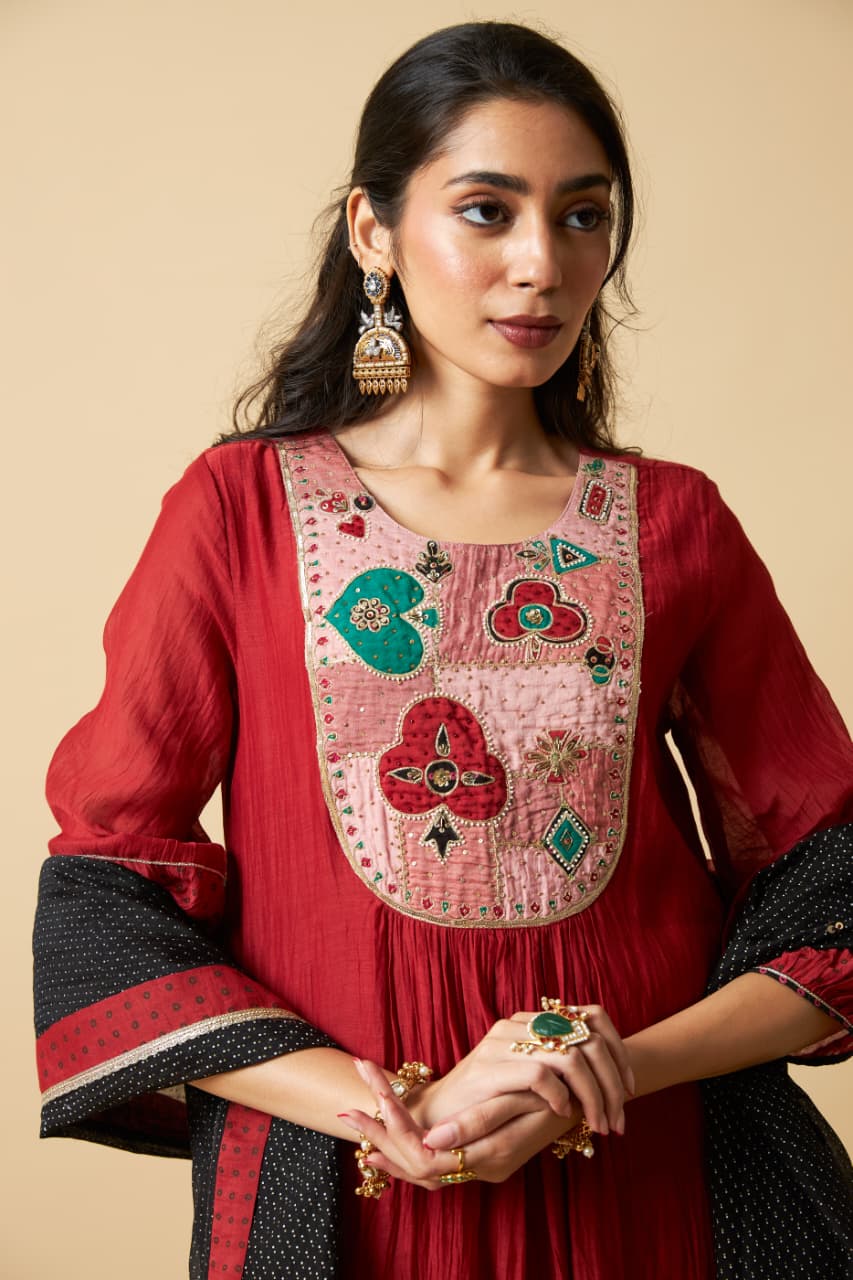 KUMKUM EMBROIDERED KURTA SET
