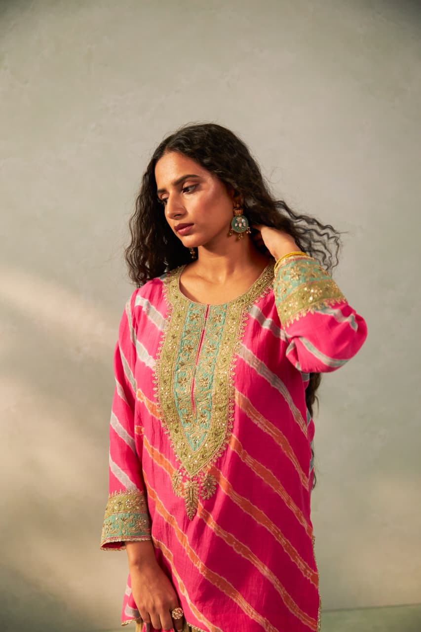 GULNAAR GULABI EMBROIDERED KURTA SET