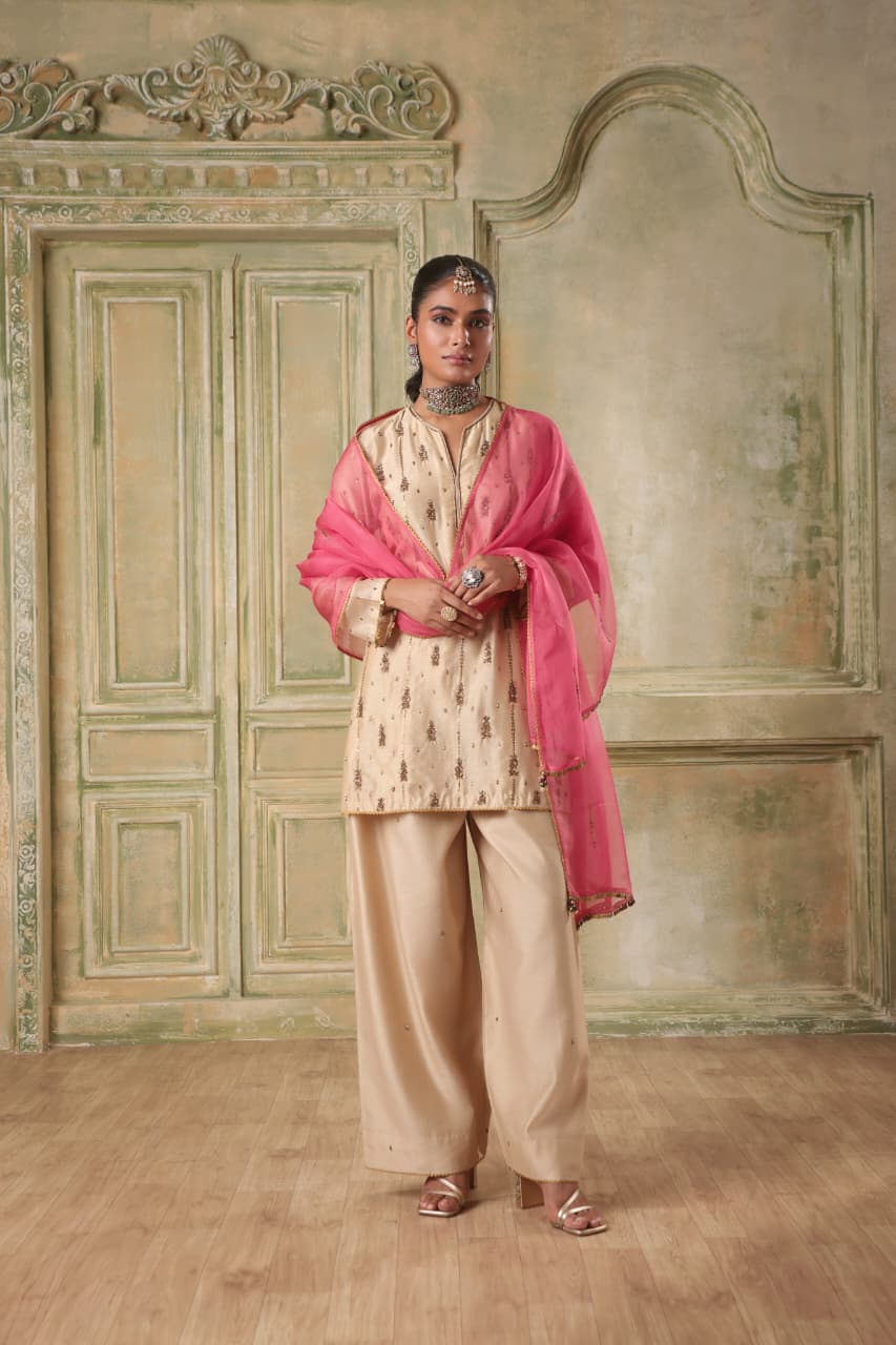 ZAR-RANG IVORY BUTI KURTA SET