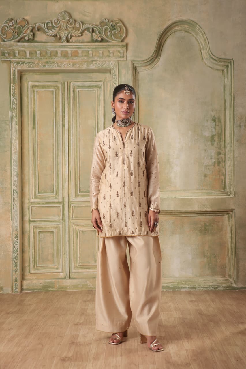 ZAR-RANG IVORY BUTI KURTA SET