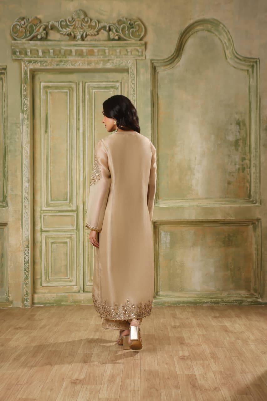 ZAR-RANG IVORY STRAIGHT KURTA SET
