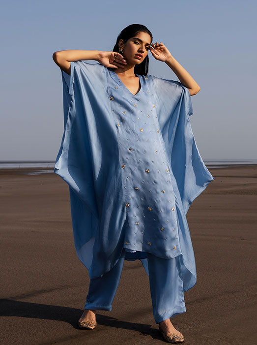 Embroidered Cowl Kurta with Pant