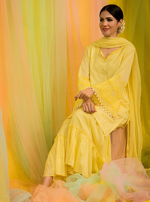Yellow kurta & sharara set