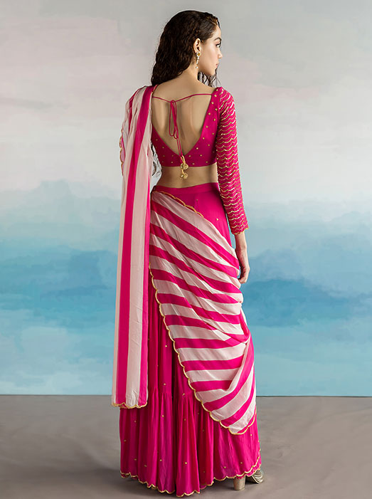 Striped Palazzo Saree with Blouse