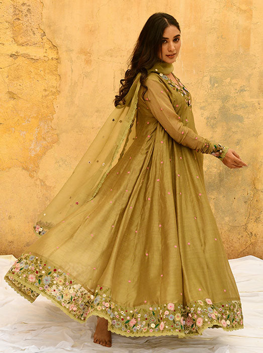 Olive Green Orchid Overlap Angrakha